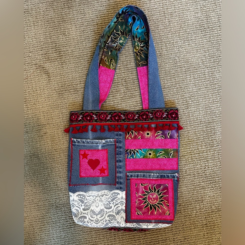 Handmade denim boho bag Levi jeans